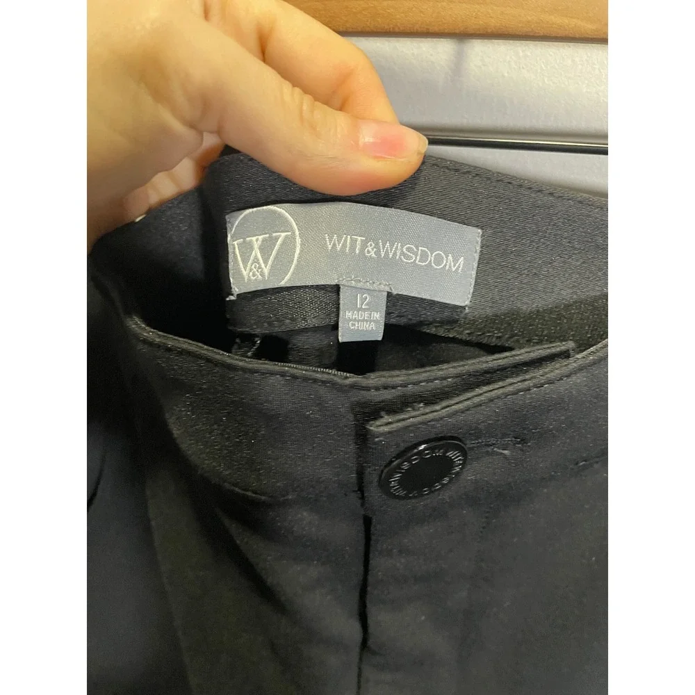 Wit‎ & Wisdom Whitney Wide Leg Pants Womens 12 Black Stretch Career Trousers
